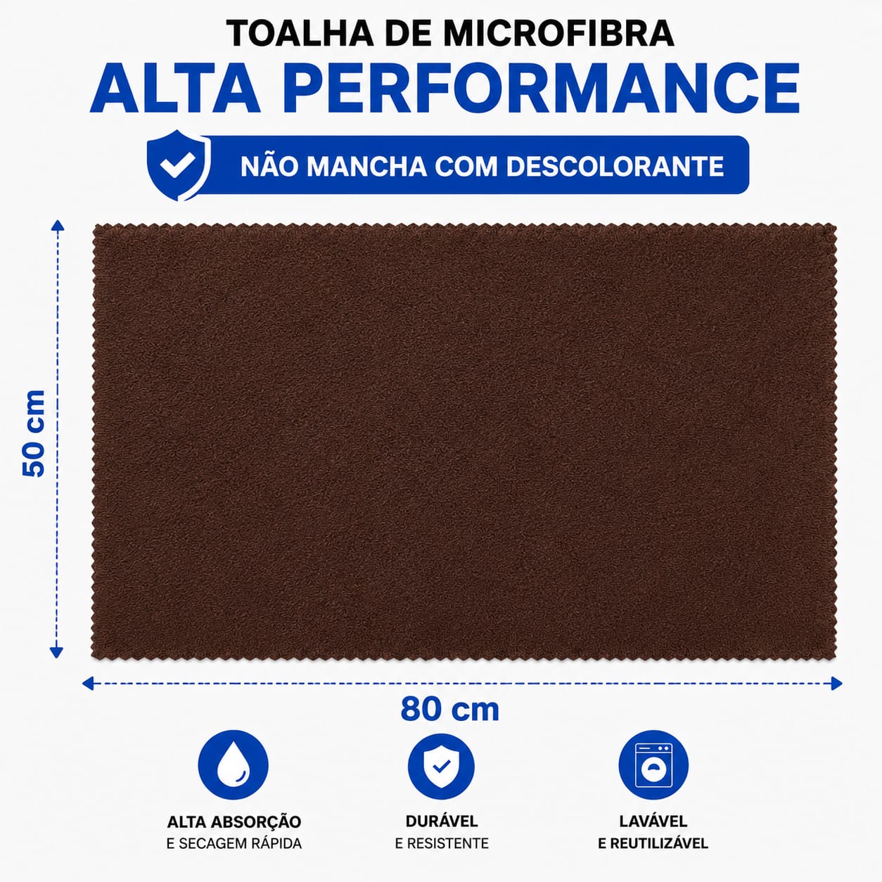 marrom50x80 Toalha Microfibra Marrom Profissional 50x80 Antifrizz – Salão de Beleza - Imagem 1