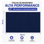 Toalha Microfibra Azul Marinho Profissional 50×80 Antifrizz Não Mancha Coloração e Descolorante – Salão de Beleza