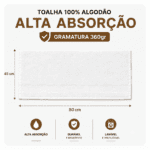 Felpuda tradicional - Uma toalha básica e versátil para o dia a dia - 100% algodão felpudo 45x80